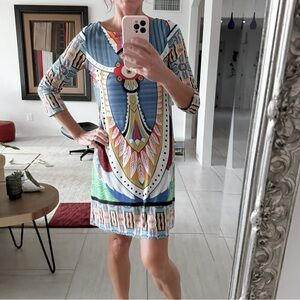 Melis Kozan ISLE Multicolor Printed Tunic Dress Size S